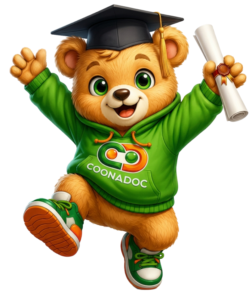 Mascota oficial promocionando el crédito educativo COONADOC