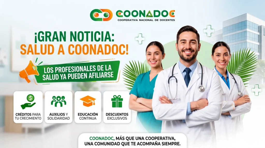 Afiliación profesionales de la salud COONADOC banner informativo
